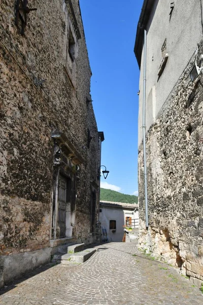Narrow Street Old Stone Houses Cansano Medieval Village Abruzzo Region — Stock Photo, Image