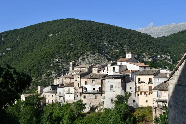 Panoramic view of Cansano, a medieval village in the Abruzzo region of Italy.