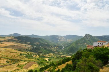 Panoramic view of the mountains of Basilicata in the province of Potenza, Italy.