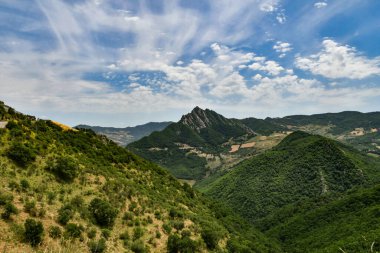 Panoramic view of the mountains of Basilicata in the province of Potenza, Italy.
