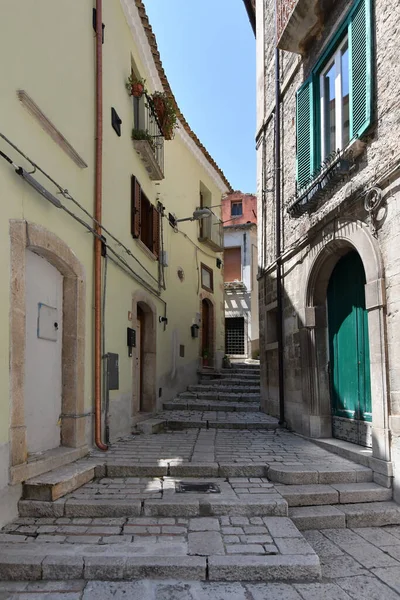 A narrow street in Trivento, a mountain village in the Molise region of Italy.