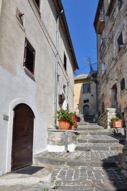 A narrow street in Pesche, a mountain village in the Molise region of Italy.