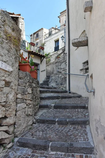 Narrow Street Pesche Mountain Village Molise Region Italy — Stockfoto