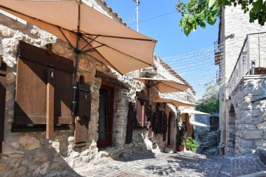 A narrow street in Pesche, a mountain village in the Molise region of Italy.