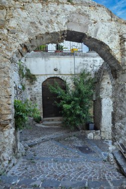 A narrow street in Pesche, a mountain village in the Molise region of Italy.