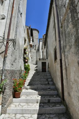A small street between the old houses of Zungoli, one of the most beautiful villages in Italy.
