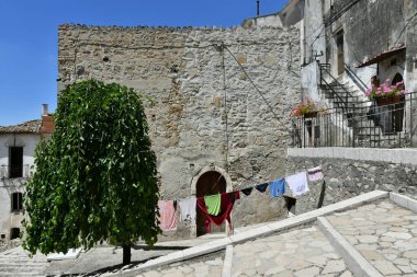 A small street between the old houses of Zungoli, one of the most beautiful villages in Italy.