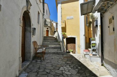 A small street between the old houses of Zungoli, one of the most beautiful villages in Italy.