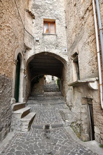 A narrow street in Pesche, a mountain village in the Molise region of Italy.