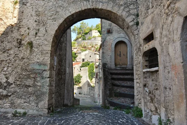 Narrow Street Pesche Mountain Village Molise Region Italy — Foto Stock