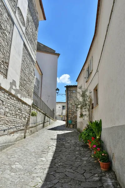 A small street between the old houses of Zungoli, one of the most beautiful villages in Italy.