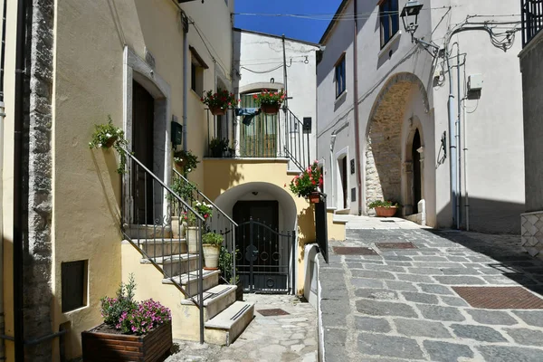 A small street between the old houses of Zungoli, one of the most beautiful villages in Italy.