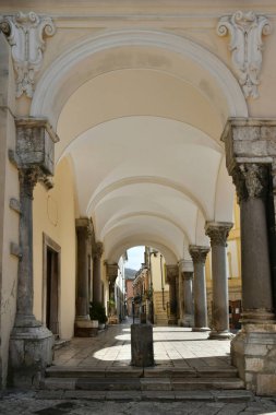 The portico of the cathedral of Sant'Agata de 'Goti, a medieval village in the province of Benevento in Campania, Italy.