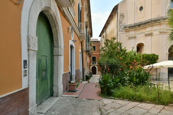 A narrow street in Sant'Agata de 'Goti, a medieval village in the province of Benevento in Campania, Italy.