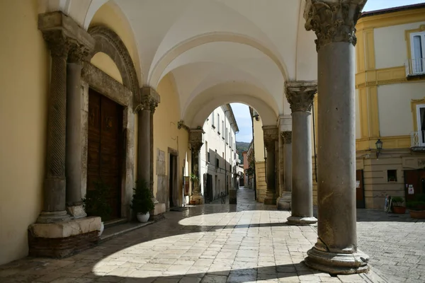 Portico Cathedral Sant Agata Goti Medieval Village Province Benevento Campania — Fotografia de Stock