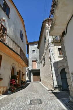 A narrow street in Pietraroja, a medieval village in the province of Benevento in Campania, Italy.