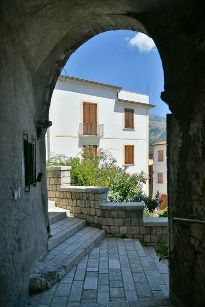 Narrow Street Cusano Mutri Medieval Village Province Benevento Campania Italy — ストック写真