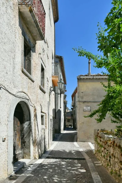 A narrow street in Pietraroja, a medieval village in the province of Benevento in Campania, Italy.