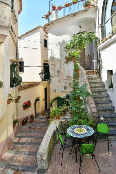 An alley in Albori, a village in the mountains of the Amalfi coast in Italy.