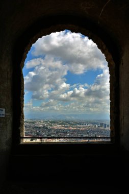 Panoramic view of the city of Naples from the walls of Saint 'Elmo castle, Italy.