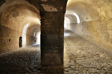 Corridor inside of Saint 'Elmo castle in Naples, Italy.