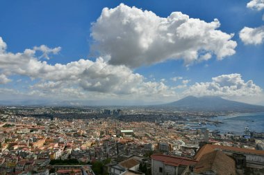 Panoramic view of the city of Naples from the walls of Saint 'Elmo castle, Italy.