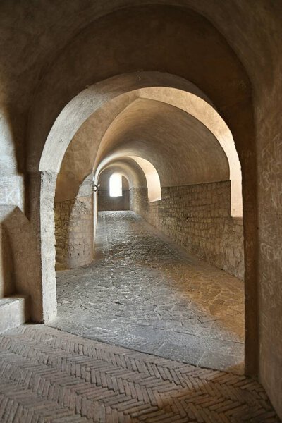 Corridor inside of Saint 'Elmo castle in Naples, Italy.