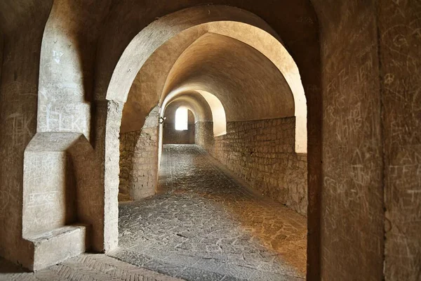 Corridor inside of Saint 'Elmo castle in Naples, Italy.