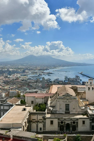 Panoramic view of the city of Naples from the walls of Saint 'Elmo castle, Italy.