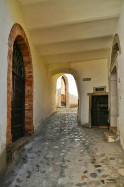 A narrow street in Calitri, a picturesque village in the province of Avellino in Campania, Italy.