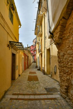 A narrow street in Calitri, a picturesque village in the province of Avellino in Campania, Italy.