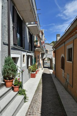 A narrow street in Castelgrande, a rural village in the province of Potenza in Basilicata, Italy.