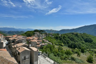 Panoramic view of Castelgrande, a rural village village in the province of Potenza, Italy.