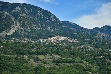 Panoramic view from the castle of Quaglietta, a medieval village in the province of Salerno in Italy.