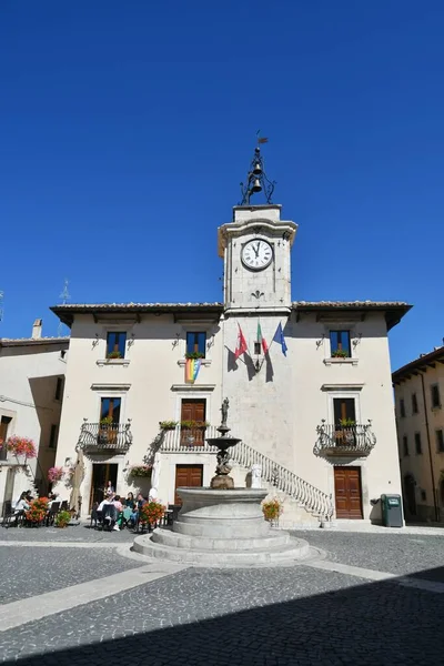 Pescostanzo Italië 2022 Het Stadsplein Van Een Middeleeuws Dorp Abruzzen — Stockfoto