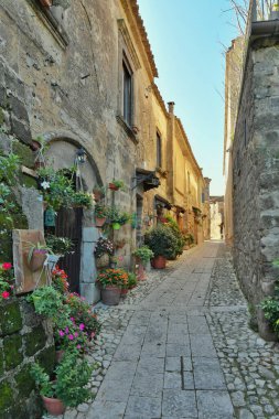 Caserta 'da dar bir sokak, İtalya' nın Campania şehrinde eski bir kasaba..