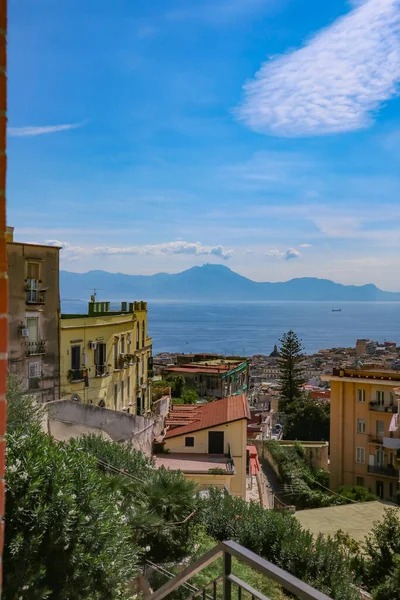 Vue Panoramique Haut Vieille Ville Surplombant Mer Naples Italie — Photo