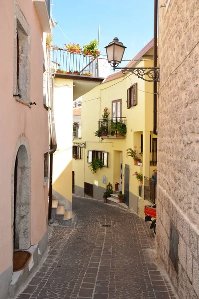 Небольшая Улица Между Домами Летино Деревня Провинции Казерта Италии — стоковое фото