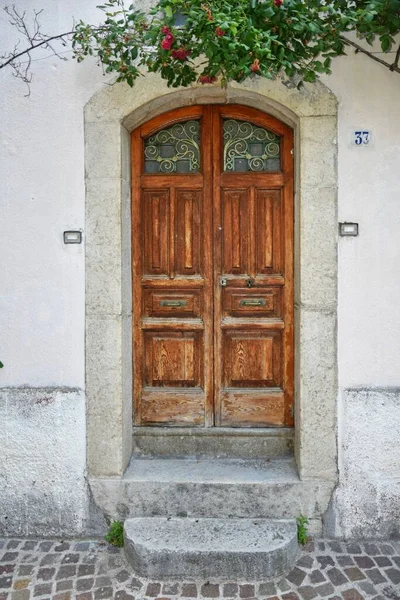 Porte Une Vieille Maison Pizzone Village Médiéval Dans Région Molise — Photo