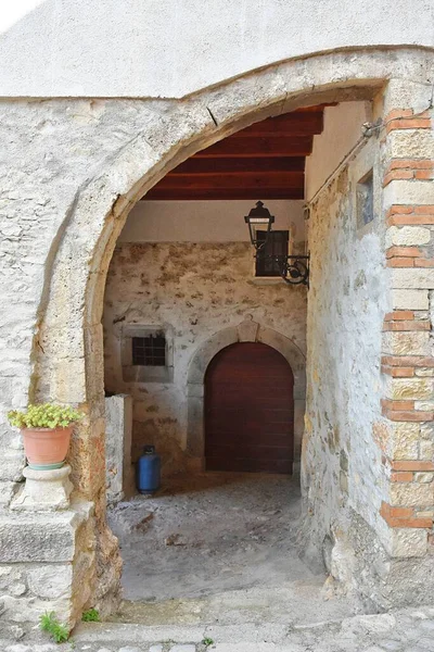 Door Old House Pizzone Medieval Village Molise Region Italy — Stock Photo, Image