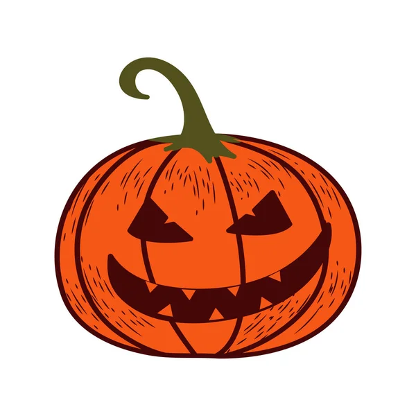 Dynia z oczami i ustami na Halloween na białym, odizolowanym tle. Ilustracja wektora — Wektor stockowy