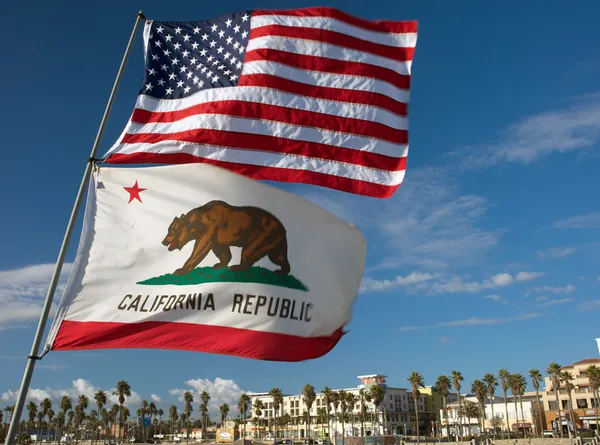 Bandiere di stato USA e California — Foto Stock