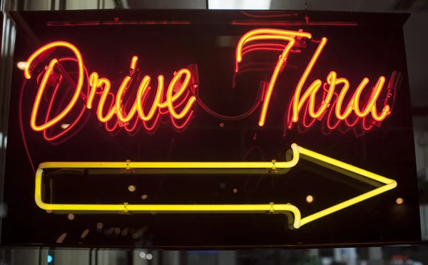 Drive thru neon sign — Stock Photo, Image