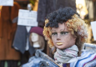 mannequins head at flea market clipart