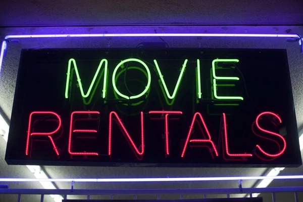 Movie rentals neon — Stock Photo, Image