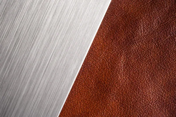 Brushed metal and leather textures — Stock Photo, Image