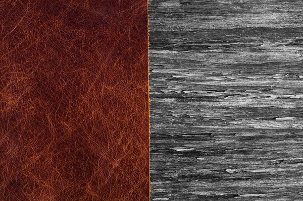 Textura em couro e madeira — Fotografia de Stock