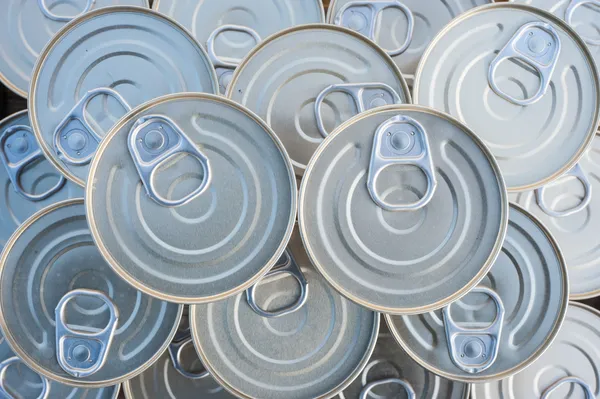 Canned goods stacked — Stock Photo, Image