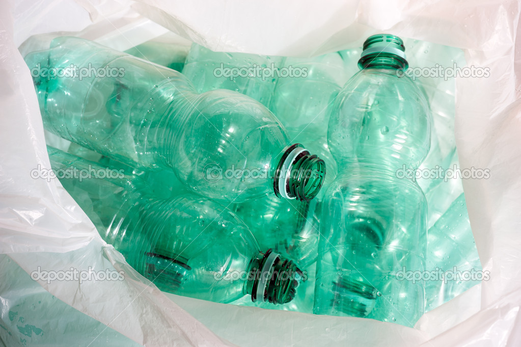 Green plastic bottles