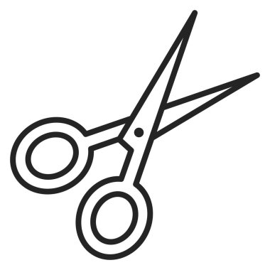 Makas çizgisi ikon vektörü izole edildi. Kuaför aleti, profesyonel ekipman. Keskin nesne, kesme aracı.